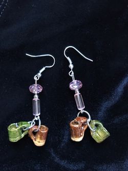 Miniature ceramic mugs earrings