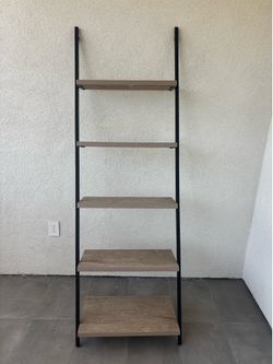 Modern Industrial 5-Tier Leaning Bookshelf