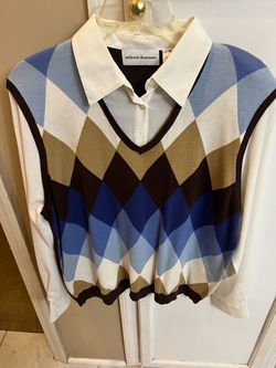 Alfred Dunner Argyle Sweater Vest with Collar