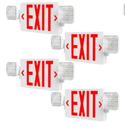 4 Pack Double-Sided LED Exit Signs with Emergency Lights, 90-Minute Battery Backup, Fire-Resistant (UL 94V-0), Two Adjustable Heads, ETL Certified, Ea