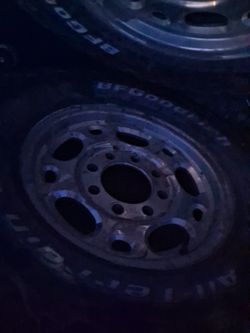 2.......chevy 2500. Aluminum. Rims....with 265 75 16s Tires