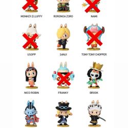 Popmart THE MONSTERS × One Piece Series Figures Sanji, Zoro, Jinbe, Nico Robin, Brook, Sabo, Trafalgar Law