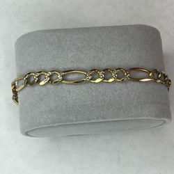 10k diamond cut Figaro bracelet
