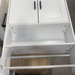 Assembled New White Over The Toilet Bathroom Wall Cabinet with Doors - Adjustable Shelf Towel Bar