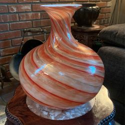Murano Vintage Vase - Metallic Orange Swirl