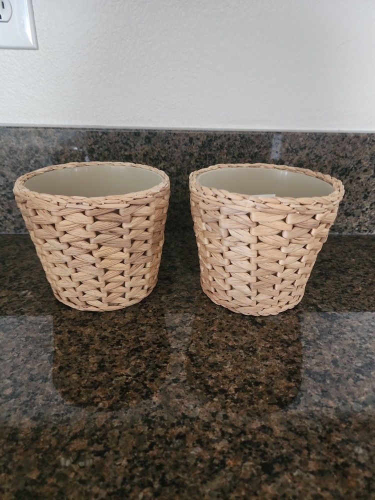 2 Ikea Wicker Plant Pots