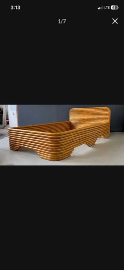 LOW PRICE MOVING- $6500+ SUPER RARE BOHO LAYERED BAMBOO FULL SIZE BED