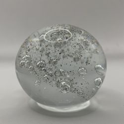Vintage Anton Intaglio Glass Globe Paperweight- Controlled Bubbles & Smokey