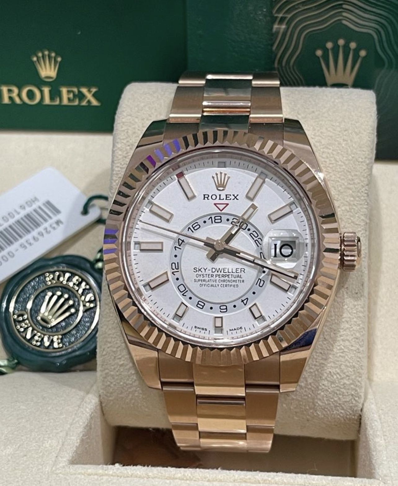 Rolex 326935 Sky Dweller 42 White Dial 18k Rose Gold (Complete Set)