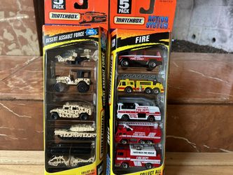 Matchbox 5-Pack Vehicle Sets – Desert Assault Force & Fire Rescue Collection $40