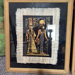 Picture- framed papyrus brought home from Egypt