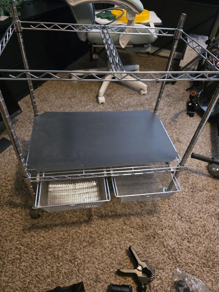 Metal Rolling File Cart On Wheels With Two Drawers