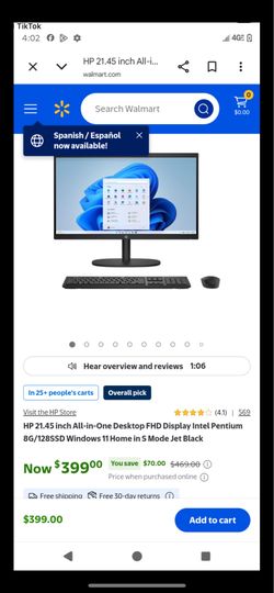 HP 21.5” All-in-One Desktop Computer – Excellent Condition – $299