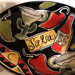 Salsa And Chips Ceramic Platter