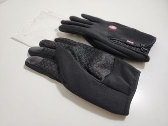 Black Gloves For Men Waterproof Windproof Cold Gloves Snowboard Motorcycle Riding Driving Warm Touchscreen Zipper Glove, X Large