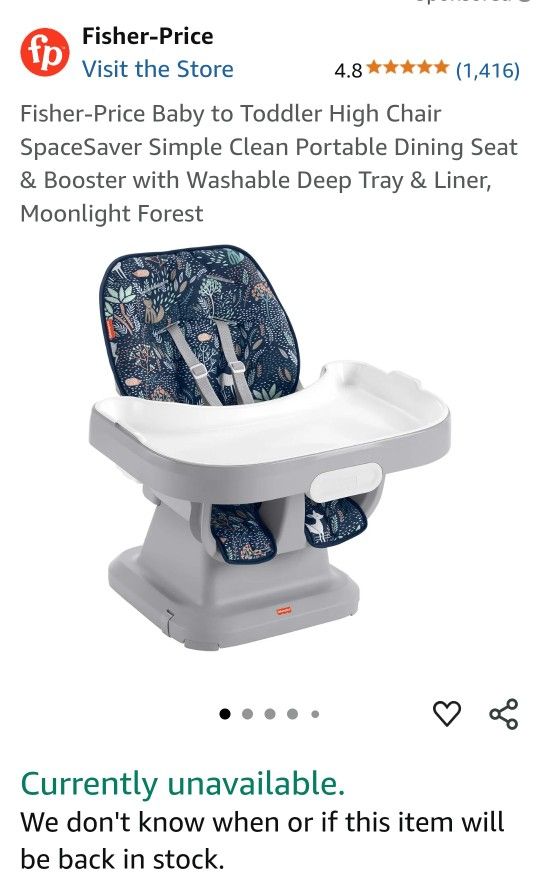 Fisher Price Moonlight Forest High Chair With Tray