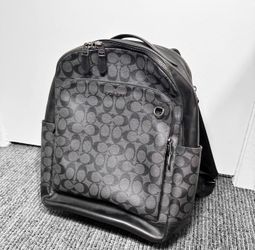 Coach Signature Canvas Black Leather Backpack (Charcoal/Black) | Brand New, MSRP $600