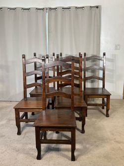 Solid Wood Hacienda Style Dining Chairs (6)