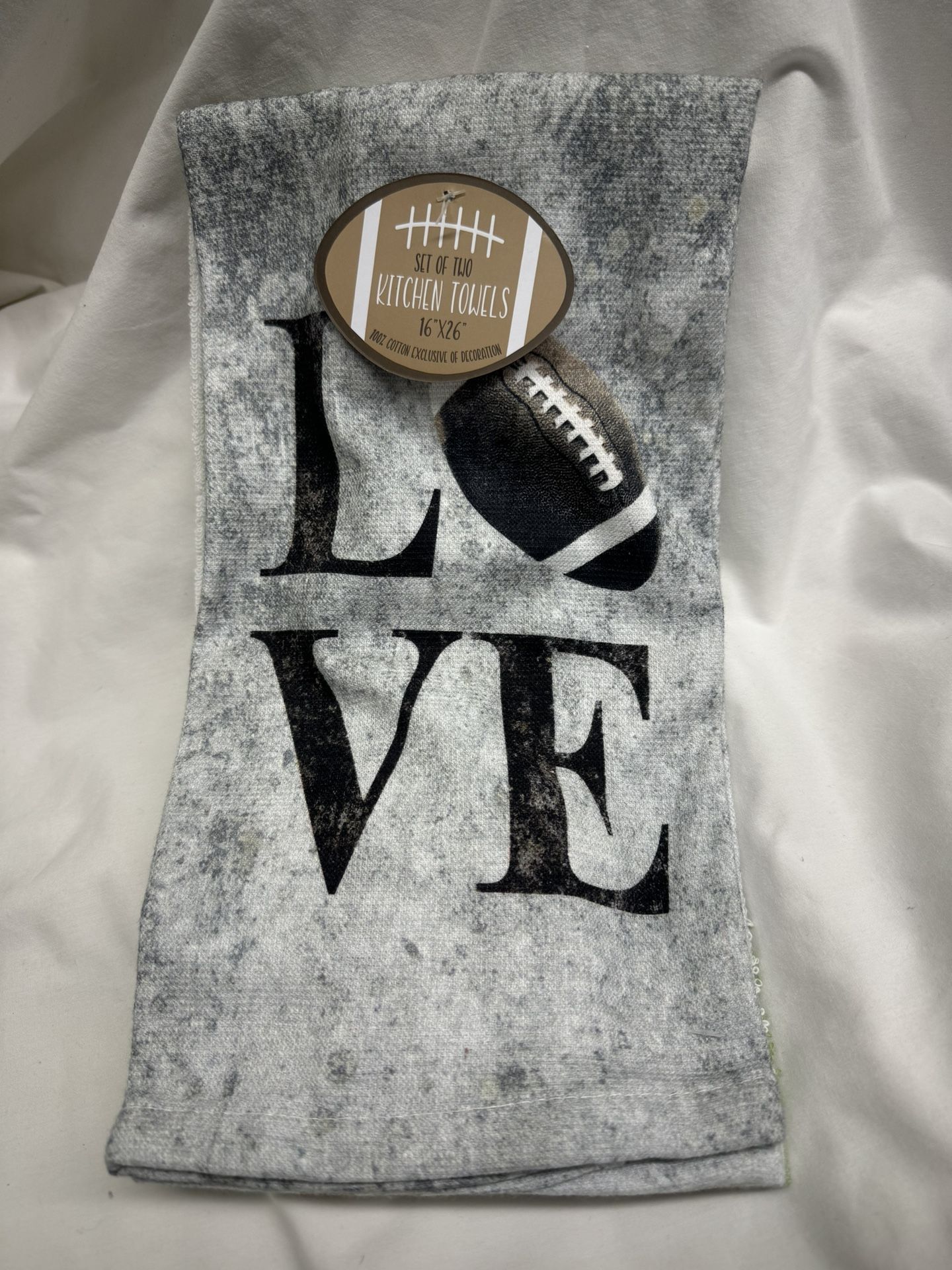 Kitchen Towel Set Of 2 With Love And Football NWT