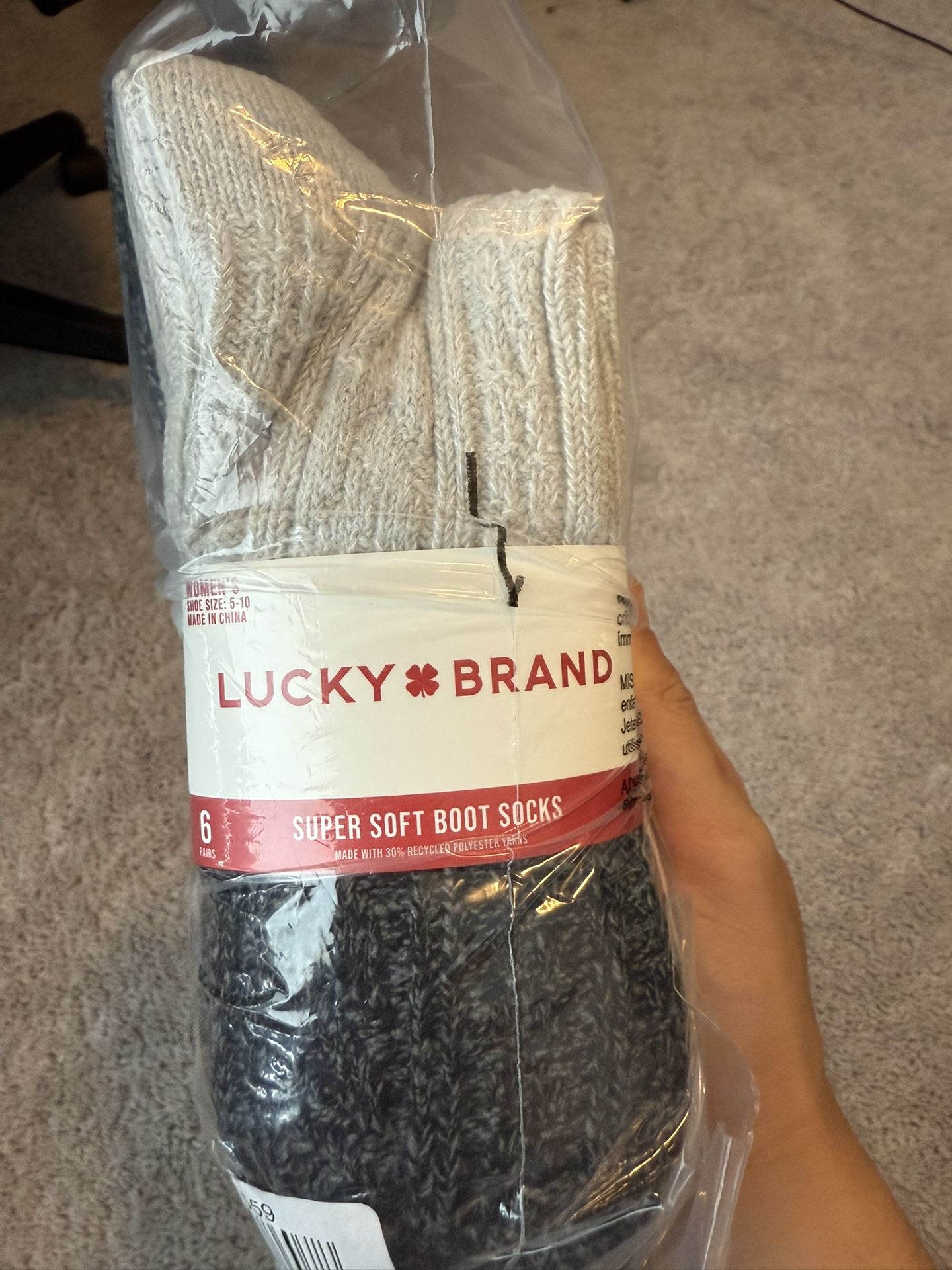 New Lucky Brand Women’s Super Soft Boot Socks Size 5-10 - 60 Pairs
