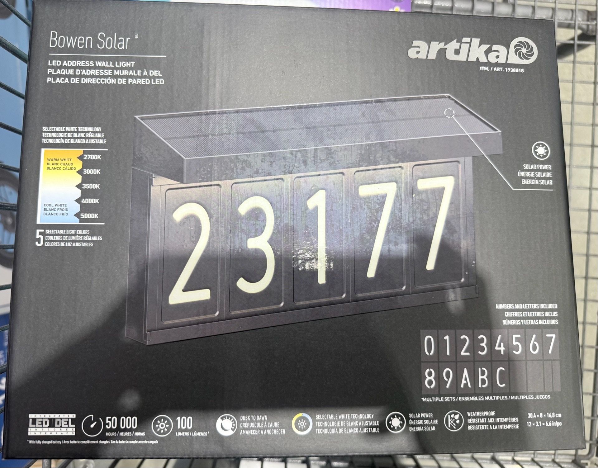 Led address wall light solar