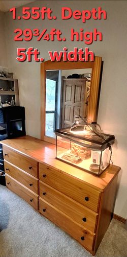 Wood Dresser with Mirror – 6 Drawers