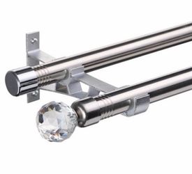 Double Curtain Rod Set with Crystal Finial