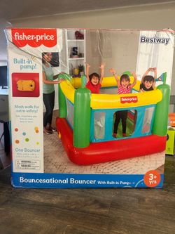 Fisher-Price Bouncesational Bounce House w/ Built-In Electric Pump – New Open Box