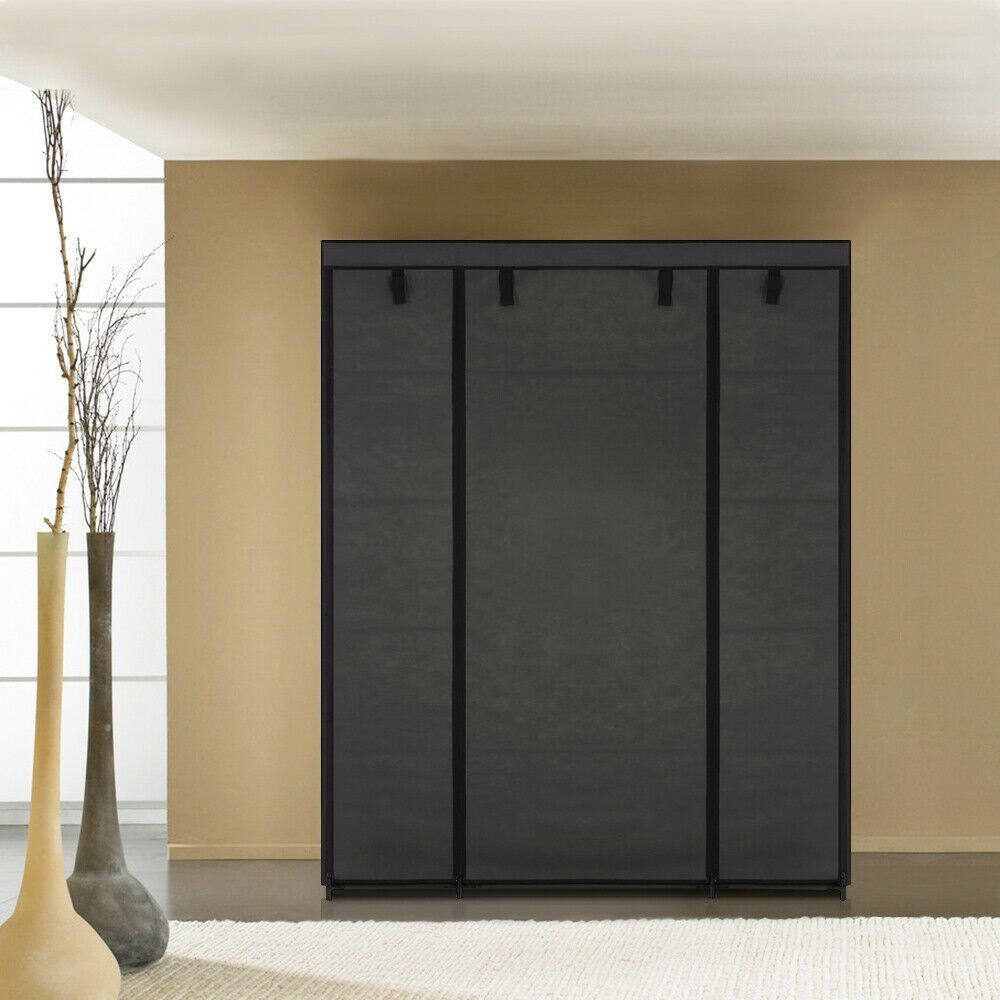 NEW Portable Closet Wardrobe Clothes Rack Storage Organizer With Shelf