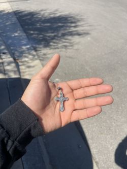 Silver Cross Moissanite Pendant 