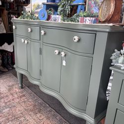 Newly Refinished Pewter Green Buffet 