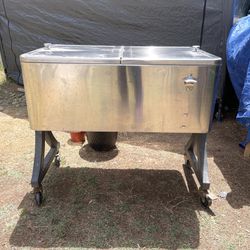Stainless Steel Beverage Cart Cooler Ice Chest 