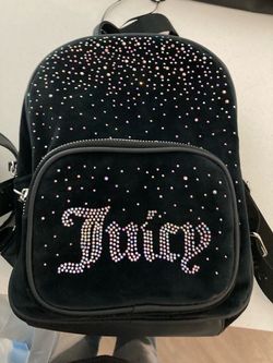 Juicy Couture Black Velvet Rhinestone Backpack