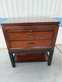 Magnussen end table Home Nightstand solid Wood 2 Drawer Power Outlet