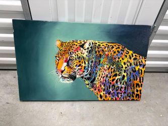 Vibrant Colorful Leopard Canvas Painting