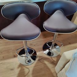 Bar Stools Set of Two Faux Leather