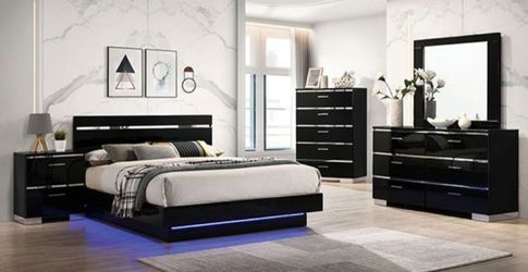 Brand New Black 4pc Queen Bedroom Set (Available in California & Eastern King)