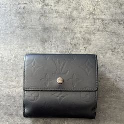 AUTHENTIC Louis Vuitton Pearl-Steel Elise Monogram Vernis Cartes Bifold Wallet