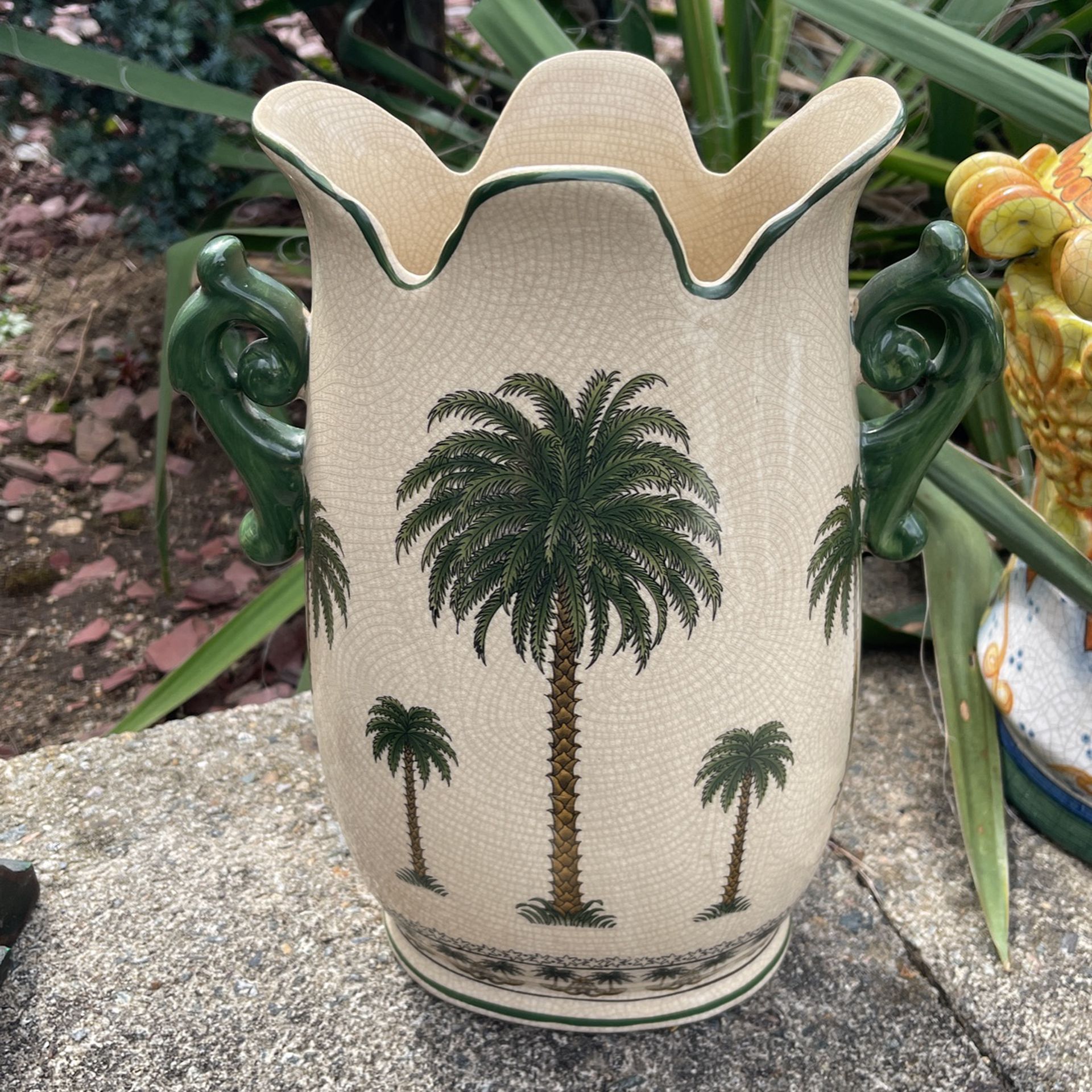 Vintage Antique Palm Tree Vase 