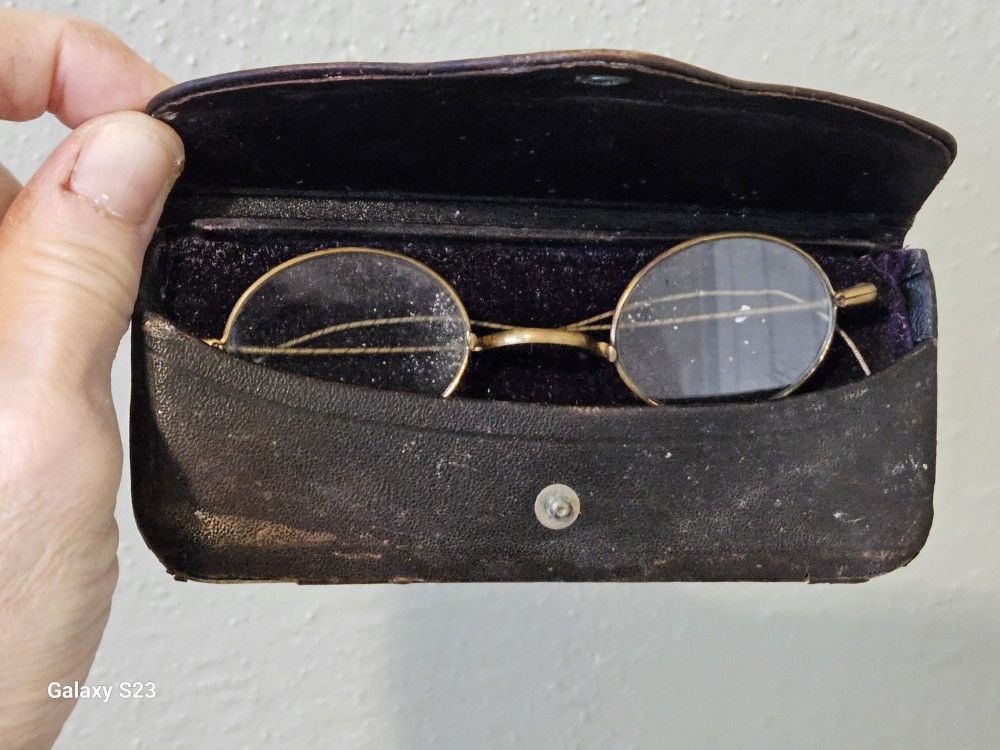 Antique Wire Rim Glasses in Case