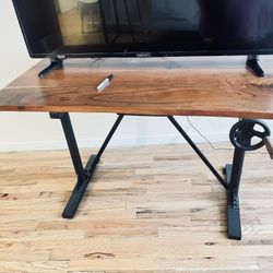 Wooden Table W/ A Crank Wheel 