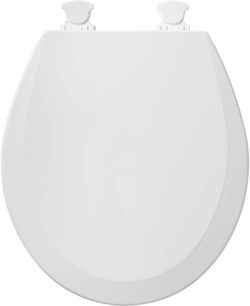 Toilet Seat with Easy Clean & Change Hinges, 1 Pack Round, Cotton White