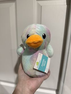 Easter pastel tie dye duck plushie