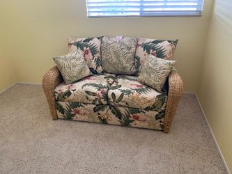 Vintage Tiki Rattan twin sleeper sofa