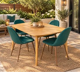 Solid wood mid century dining table and chair set