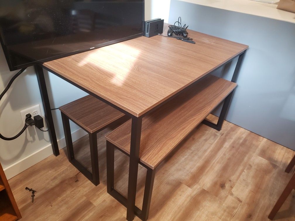 Zinus Modern Studio Collection Soho Dining Table with Two Benches / 3 Piece Set