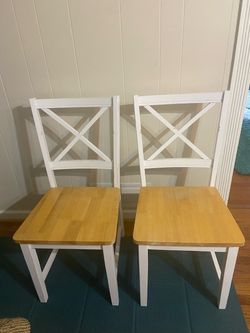 Cross Back Wooden Dining Chairs--Set of 2