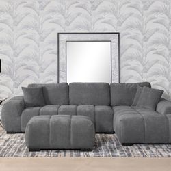Grey Sectional Sofa - Gray Fabric - Large & Stylish