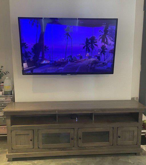 TV Stand - Grey Wood - Great Condition!