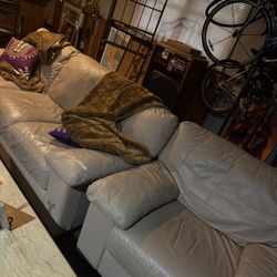 Leather Cream Sofa Set